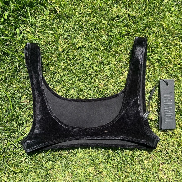 TRIANGL Black Velvet Bikini Top Women’s Size XS NWT Sexy Beach Pool Swim - Picture 2 of 6